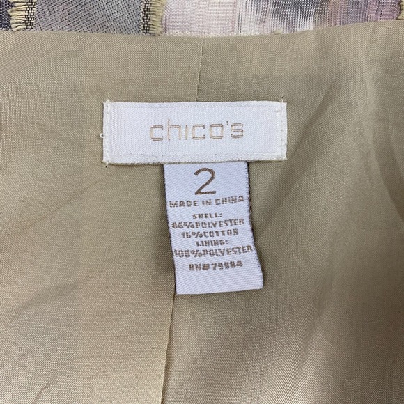 Chicos Blazer 2 Lightweight Matte Satin Gray Beige Pink Deconstructed Neutral - Picture 14 of 16